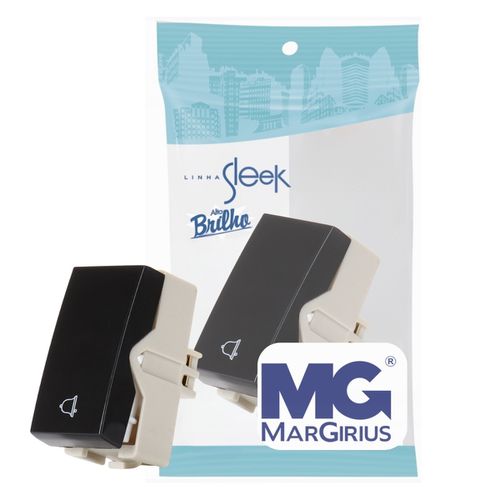 Módulo Pulsador Campainha Preto Brilhante Sleek Margirius