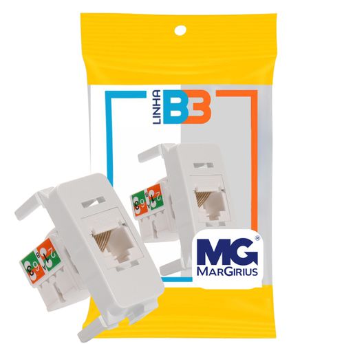 Módulo Tomada de Rede RJ45 CAT.5e Branco B3 Margirius