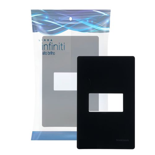 Placa 4x2 1 Posto Horizontal Preto Infiniti Margirius