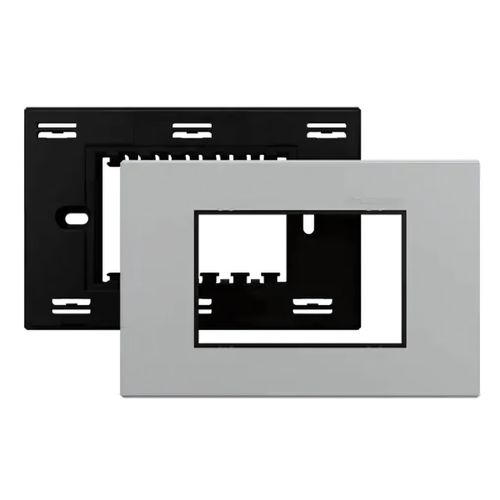 Placa 4x2 3 Postos Níquel C/ Suporte Preto Aura Margirius