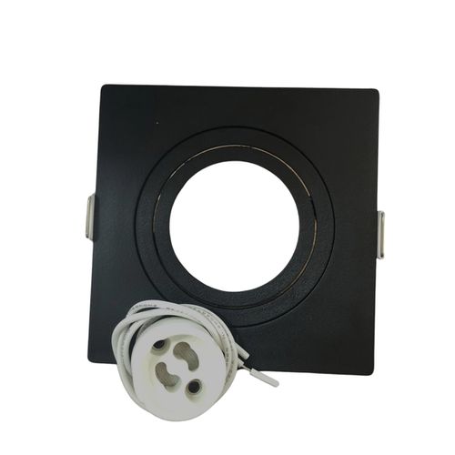 Spot Embutir Dicroica Quadrado Mr16 Plano Preto