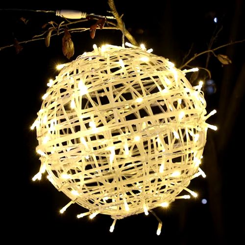 Bola Vazada Globo De Luz 30cm 100 Leds Natal Branco Quente Bivolt