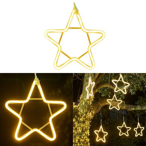 Estrela Luz Neon Decoração Externo 30cm Branco Quente 127v