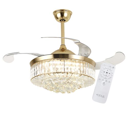 Ventilador De Teto Air Cristal Retrátil Dourado Bivolt