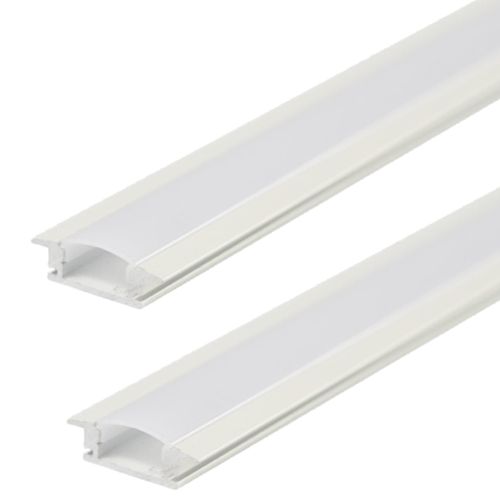 Kit 02 Perfis 1 Metro P/ Fita Led Slim Embutir 24x7 Branco