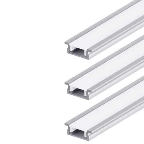 Kit 03 Perfis 1 Metro P/ Fita Led Slim Embutir 24x7 Alumínio