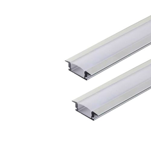 Kit 02 Perfis 1 Metro P/ Fita Led Slim Embutir 24x7 Alumínio