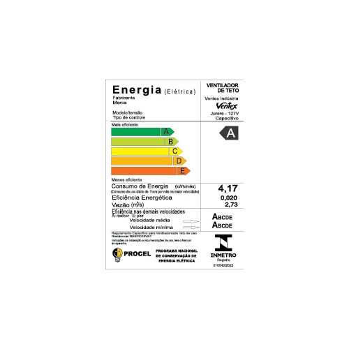 Ventilador Teto Ventex Jurerê 3 Pás Preto C/ Luminária 127V