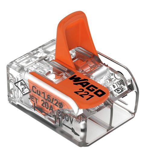 Conector Emenda 2 Vias 4mm Wago 221-412 32a 450v