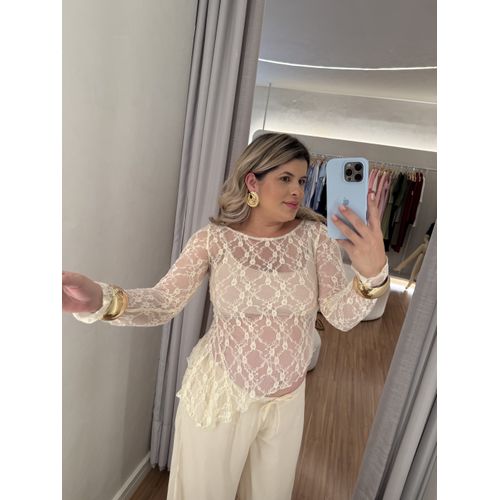 Blusa Renda Mariana Amarelo Manteiga - BY JÉSSICA PIERI