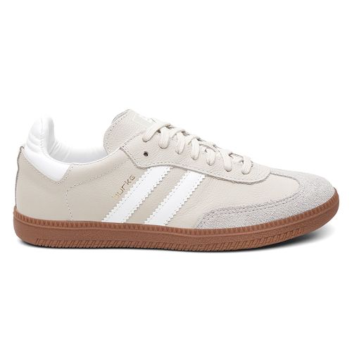 Tênis Feminino Casual Bege com Preto Retrô em Couro - 1050COFFWHITE - Loja Burke