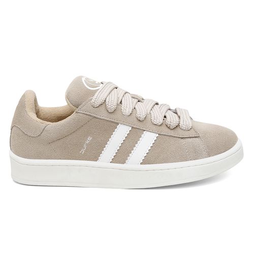 Tênis Feminino Casual Bege com Branco Estilo Skatista Retrô em Couro - 1070BBEGE - Loja Burke