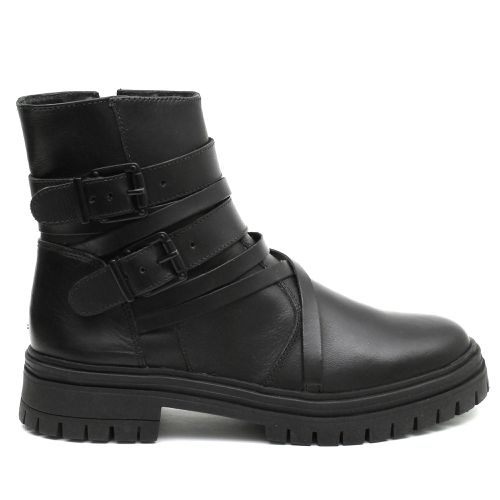 Coturno Feminino Couro Cano Médio Preto Tratorado - 10605BPRETO - Loja Burke