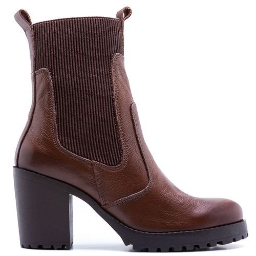 Bota Feminina Couro Cano Médio Tratorada Marrom - 3908BCAFE - Loja Burke