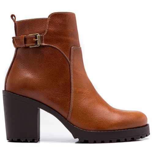 Bota Feminina Coturno Couro Cano Médio Tratorada Whisky - 3893JWHISKY - Loja Burke