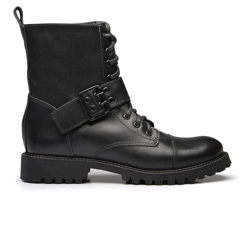Coturno Feminino Couro Cano Médio Preto Tratorado - 1219APRETO - Loja Burke