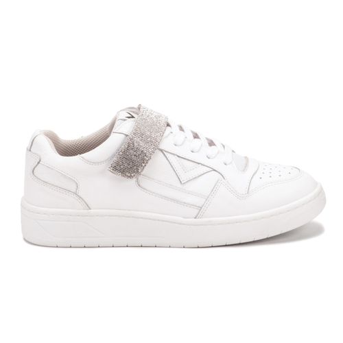 Tênis Strass Branco Feminino em Couro Legitimo - 2272FBRANCO - Loja Burke