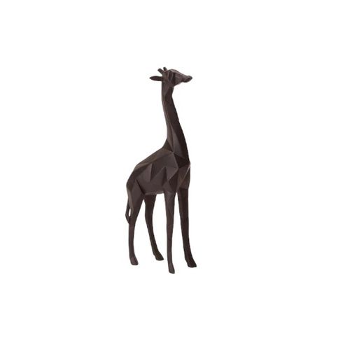 Escultura Girafa Geométrica em Poliresina preta P