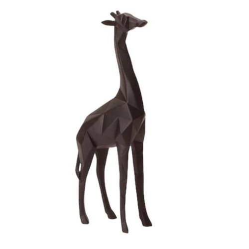 Escultura Girafa Geométrica em Poliresina preta G