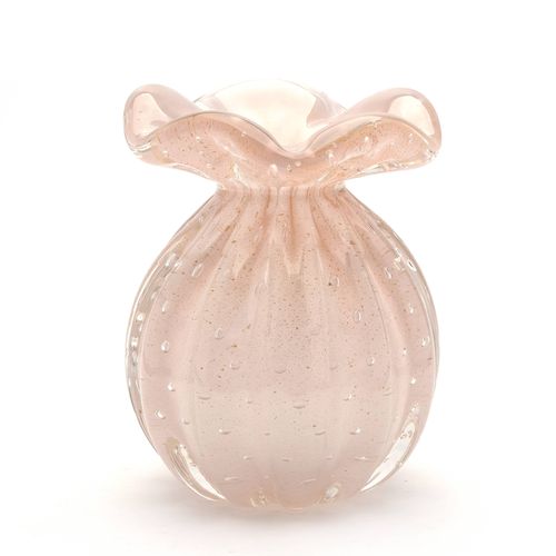 Vaso Em Cristal De Murano Com Ouro 24k Trouxinha Rosé - P 