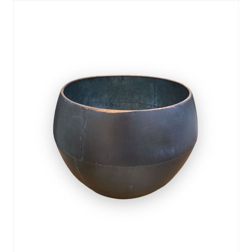 Cachepot De Metal Redondo Borda Cobre - M