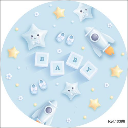 Painel Chá de Bebê Menino Em Tecido 1,50x1,50 c/el... - Criare Painéis