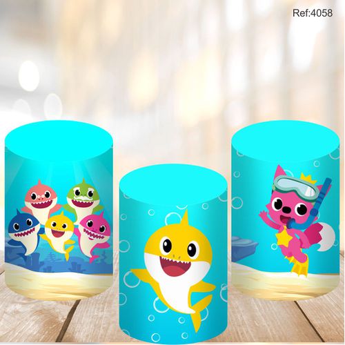 Painel Festa Kit Cilindros Baby Shark - P/M/G 3 Un... - Criare Painéis