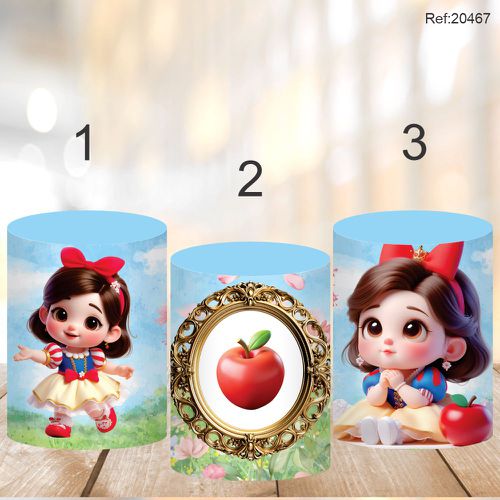 Painel Festa Kit Cilindros Branca de Neve - P/M/G ... - Criare Painéis