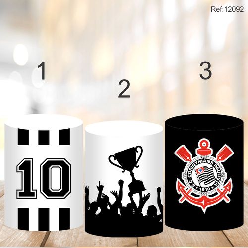 Painel Festa Kit Cilindros Corinthians - P/M/G 3 U... - Criare Painéis