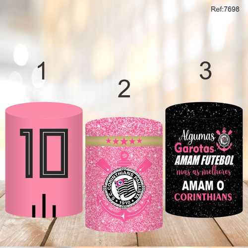Painel Festa Kit Cilindros Corinthians - P/M/G 3 U... - Criare Painéis