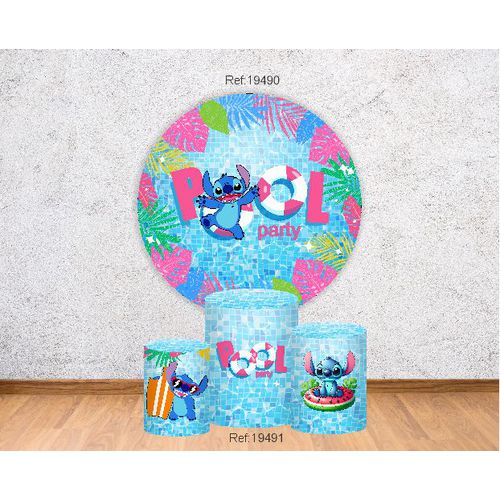 Kit Pool Party painel 1,50 + 3 Cilindros Tecido C/... - Criare Painéis