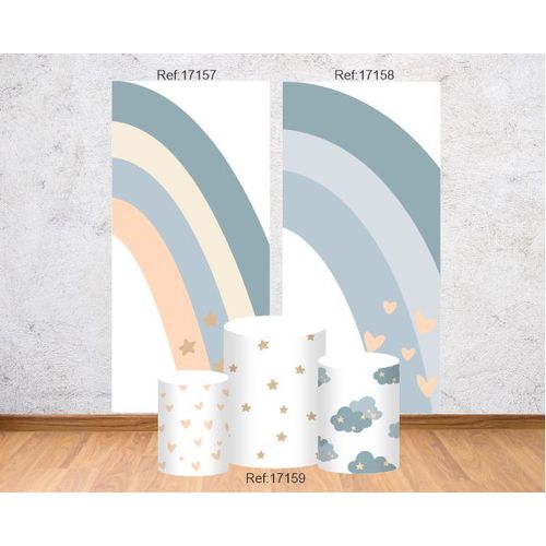 Kit Arco íris 02 Lateral + Trio Cilindros Tecido p... - Criare Painéis