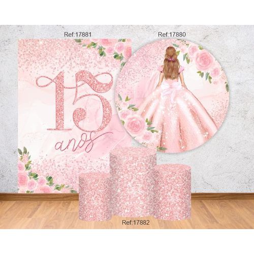 Kit 15 Anos Painel 1,50 + 3 Cilindros + 1 lateral - Criare Painéis