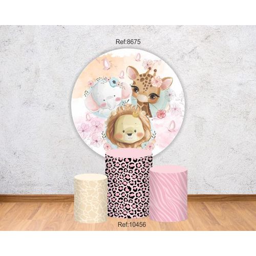 Kit Safari painel 1,50 + 3 Cilindros Tecido C/elás... - Criare Painéis