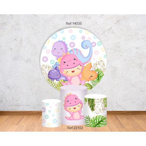 Kit Dino Baby painel 1,50 + 3 Cilindros Tecido C/e... - Criare Painéis