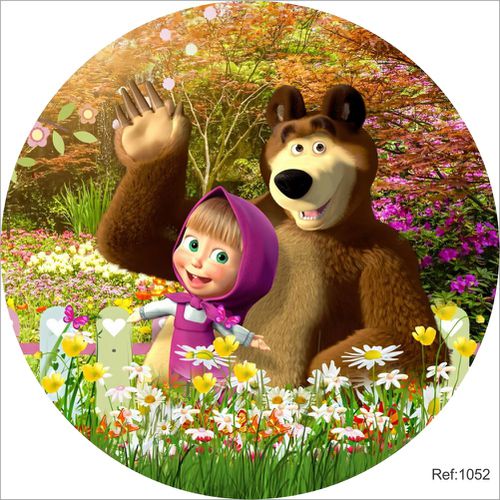 Painel Festa Masha e Urso na Floresta Em Tecido 1,... - Criare Painéis
