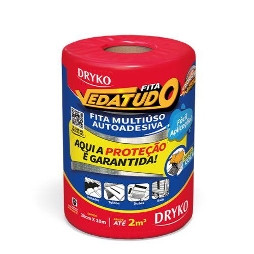 FITA ALUMINIZADA 20 CM X 10MTS VEDA TUDO [DRYKO] - CS Tintas
