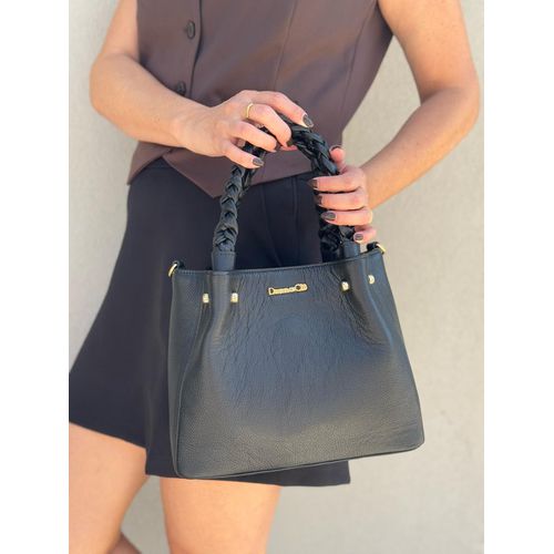 Bolsa Jenifer Couro Legítimo Preto - Donna Clô