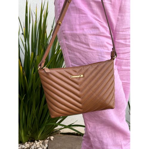 Bolsa Helena Caramelo Couro Legítimo - Donna Clô