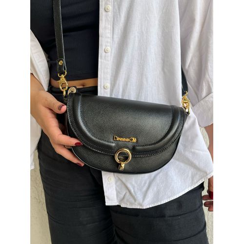Bolsa Luna Couro Legítimo Preta - Donna Clô