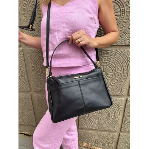 Bolsa Vera Preta Couro legítimo - Donna Clô