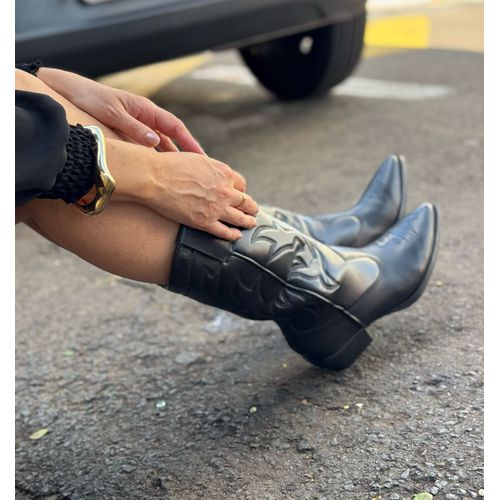 Bota Texana Cano longo Preta - Donna Clô