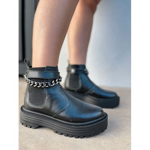 bota preto com corrente onix cano - Donna Clô