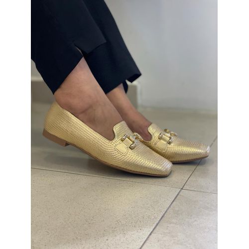 Sapato Mocassim Paetê Dourado Donna Clô - Donna Clô