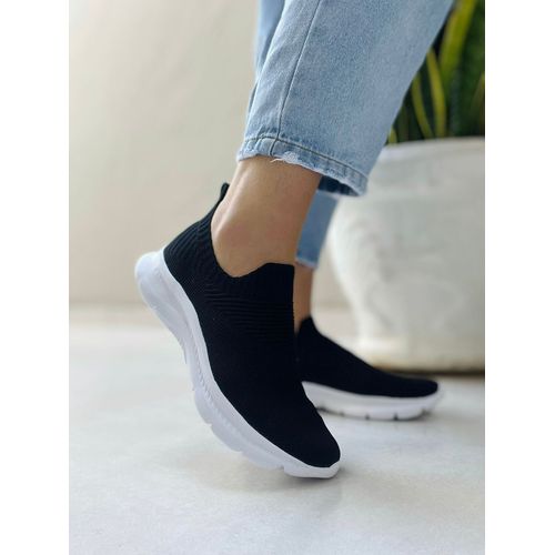 Tênis Malha Knit Preto Levíssimo Slip On - Donna Clô