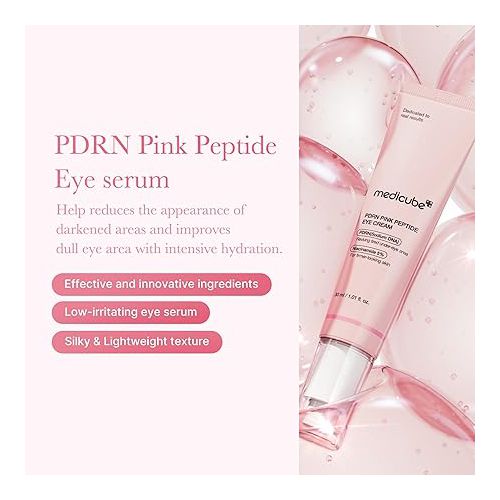 Medicube Salmon DNA PDRN Pink Peptide Eye Serum with Niacinamide and 99% Purity Retinol for Fine Lines
