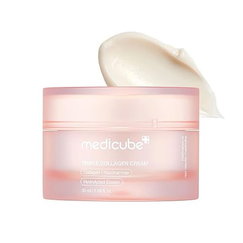 Medicube Triple Collagen Cream - Hydrating & Firming Moisturizer with Hyaluronic Acid, Premium Elastin, Shea Butter