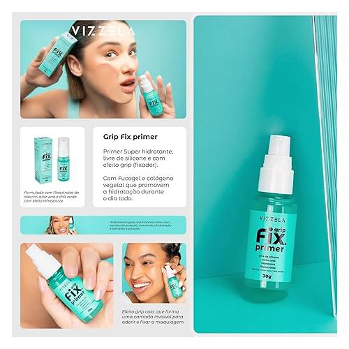 Primer Grip Fix Vizzela 30g - Primer Facial Hidratante Fixador de Maquiagem