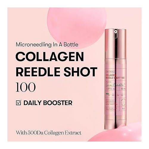  VT COSMETICS Collagen Reedle Shot 100, Microneedling Serum, Firming & Elasticity, 500Da Collagen Extract