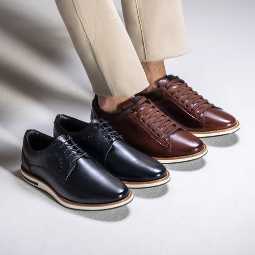 Kit 2 pares Sapatênis em Couro Legítimo ELT Preto ... - ELITEDOSPES